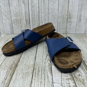Birkenstock Birki's Sandals Size Womens 6 Santosa Footbed Birko-Flor Blue Straps